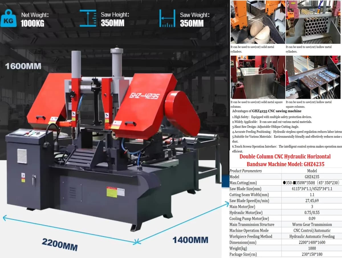 Fully Automatic PLC dis play CNC Double Column Metal Cutting Bandsaw Machine Model GZK4228 — image 2