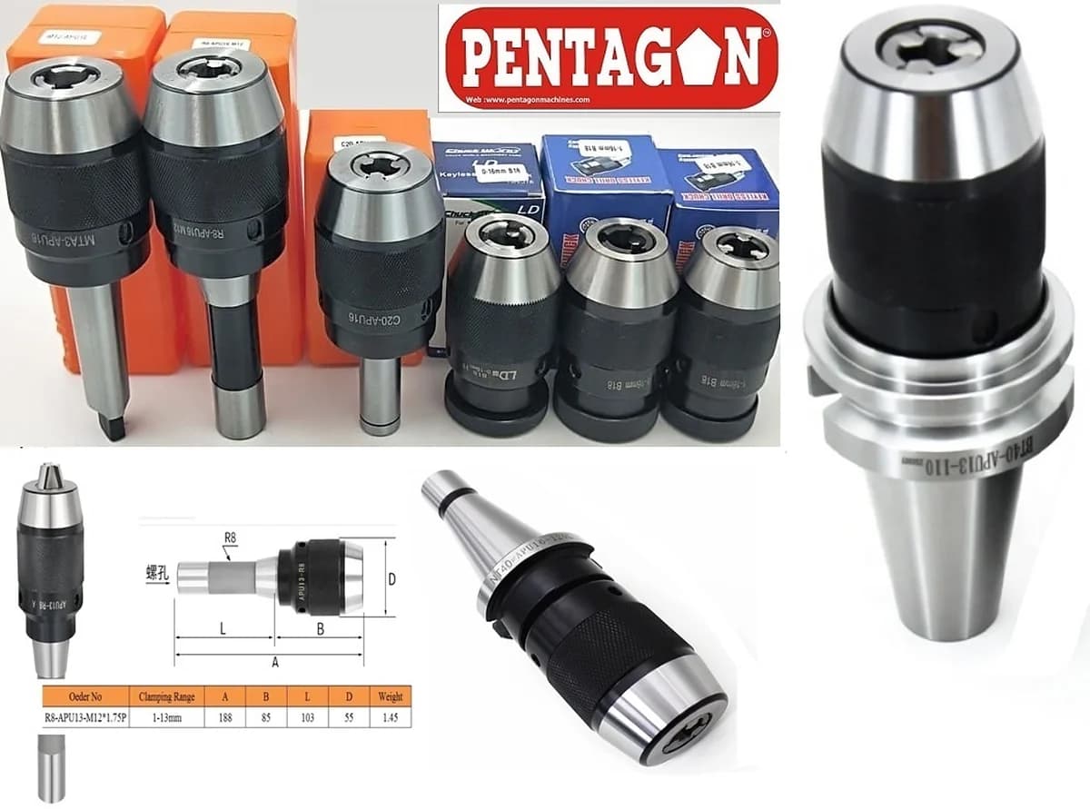 Self Tightening Keyless Drill Chuck with Integral Arbor — image 24