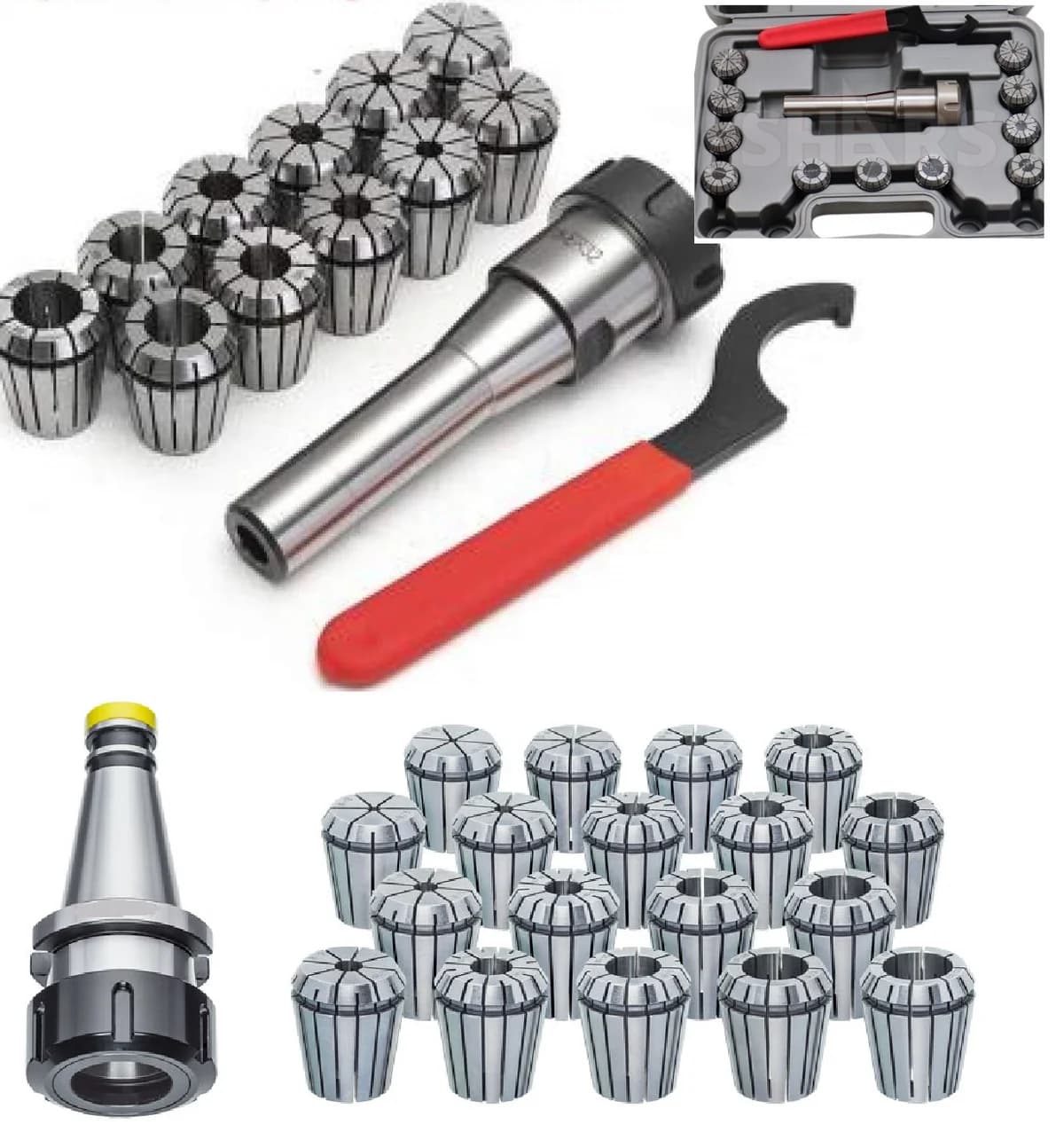 High Precision Collet set Model ER40 set with suitable collet adapter and spanner — image 1
