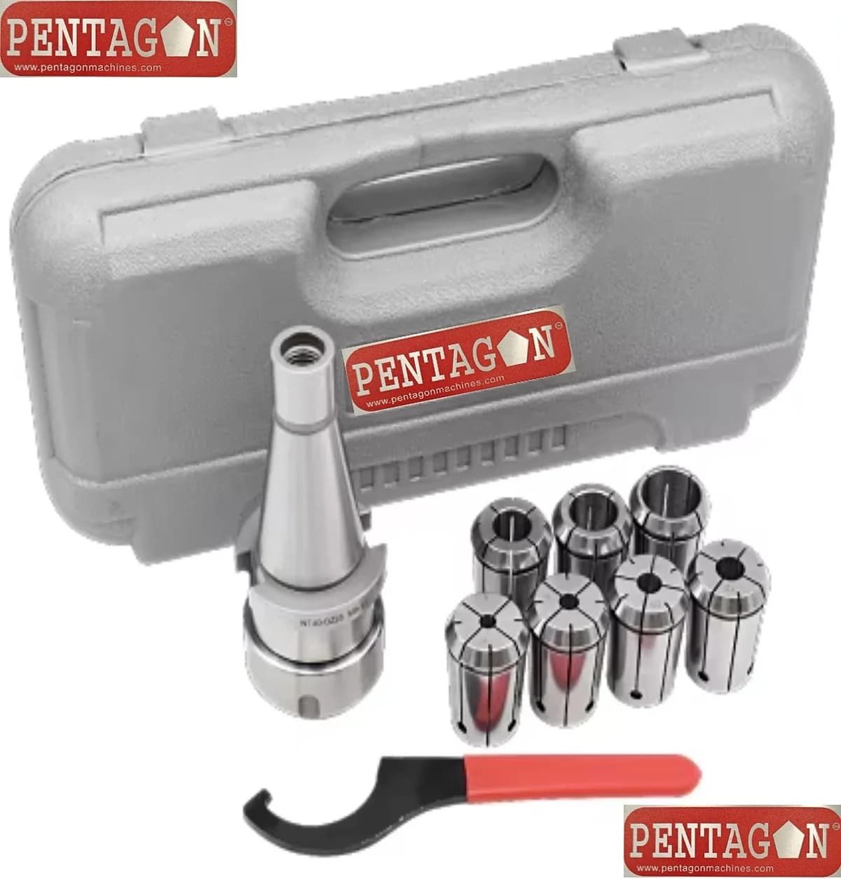High Precision Collet set Model ER40 set with suitable collet adapter and spanner — image 30