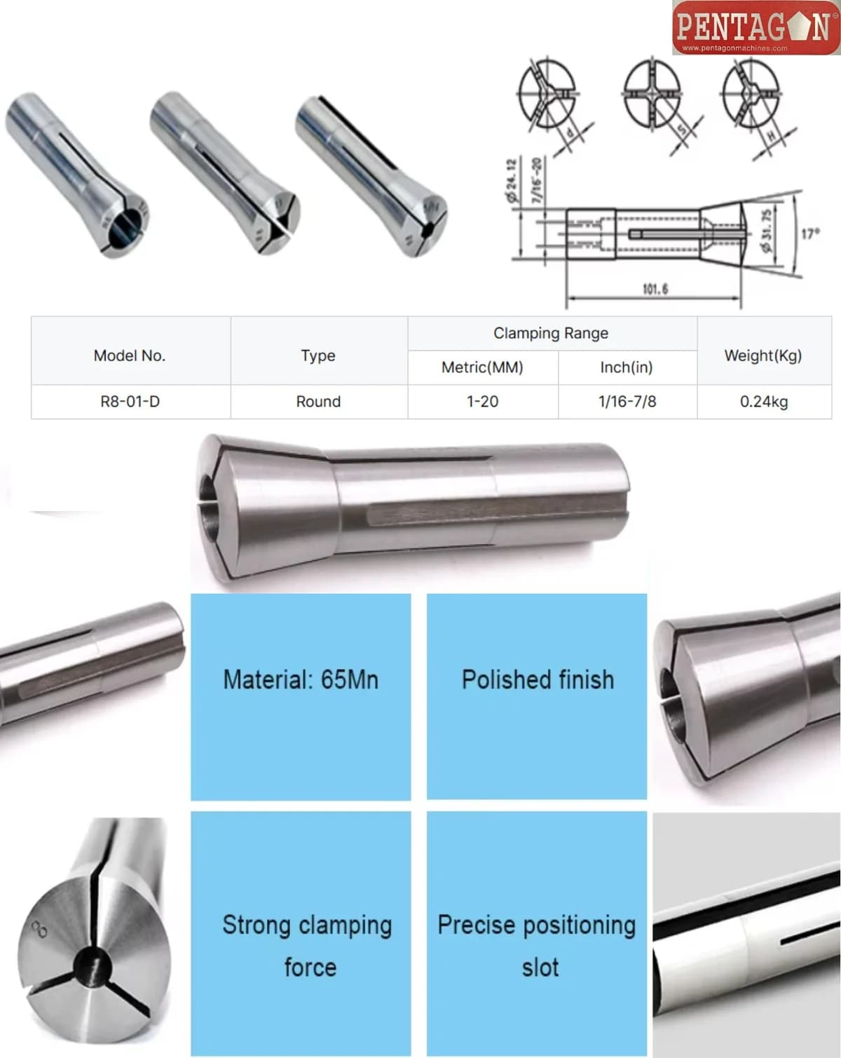 High Precision Collet set Model ER40 set with suitable collet adapter and spanner — image 37
