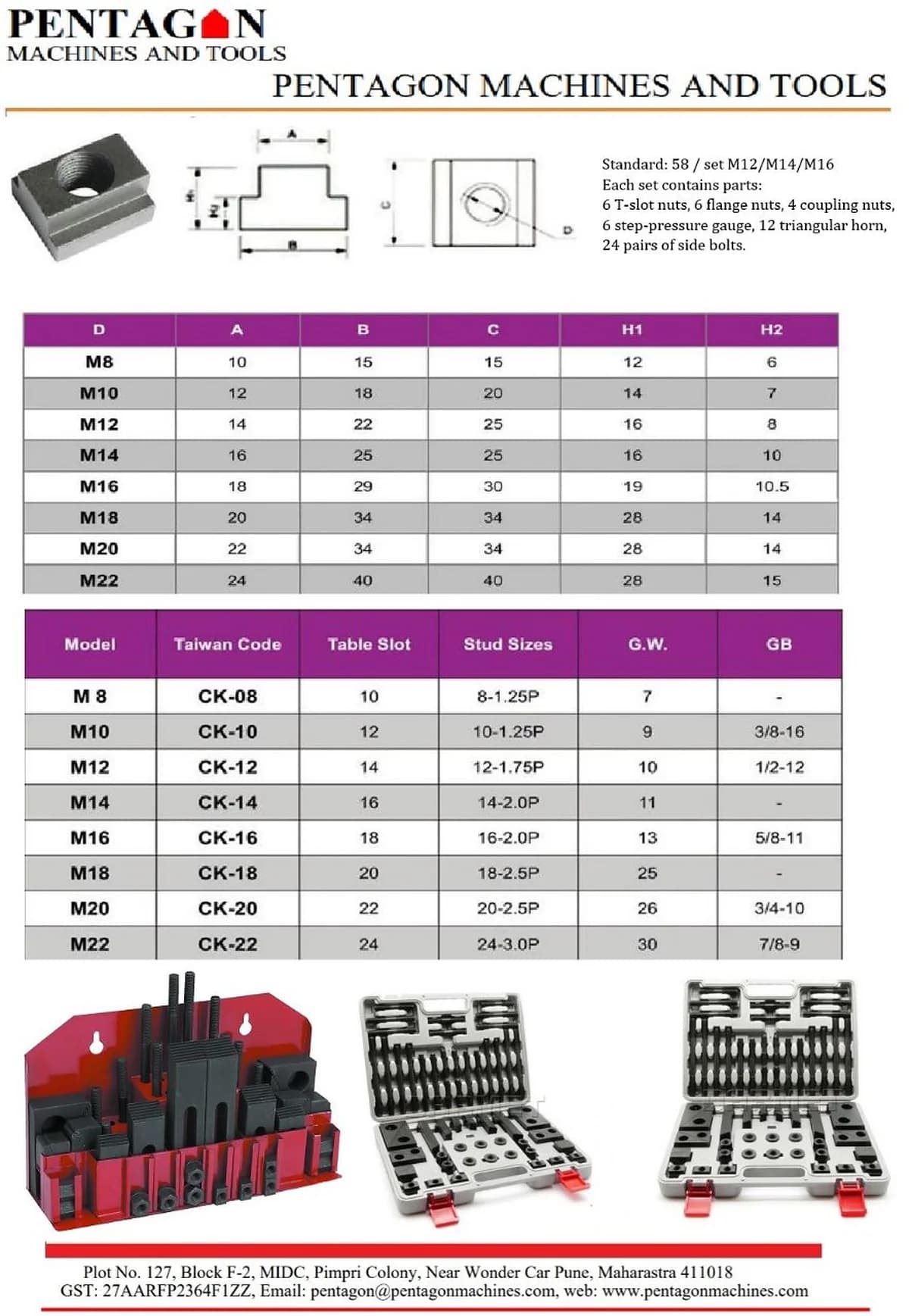 High Precision Steel Clamping Kit Set 0f 58 pcs — image 3