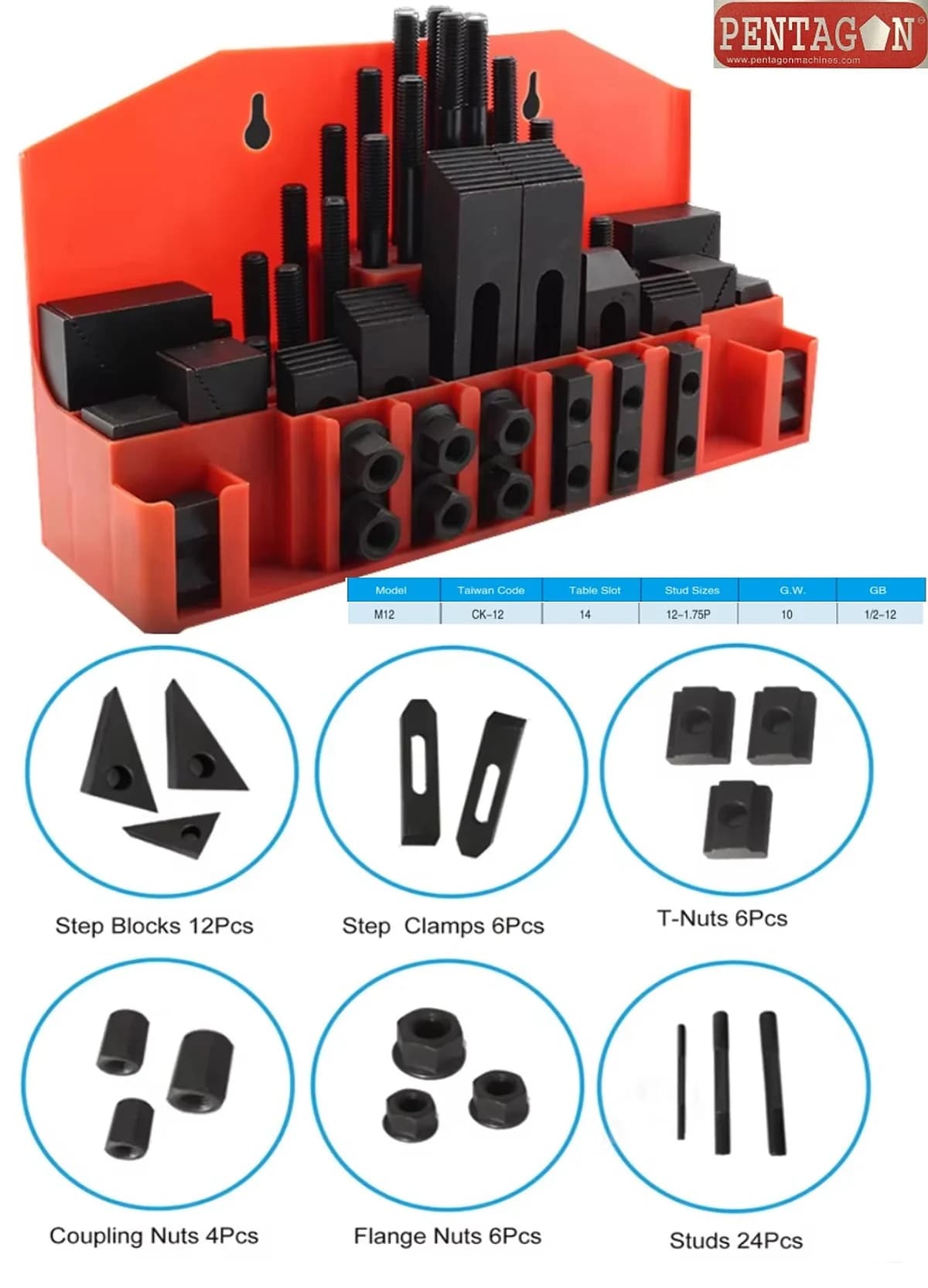 High Precision Steel Clamping Kit Set 0f 58 pcs — image 8