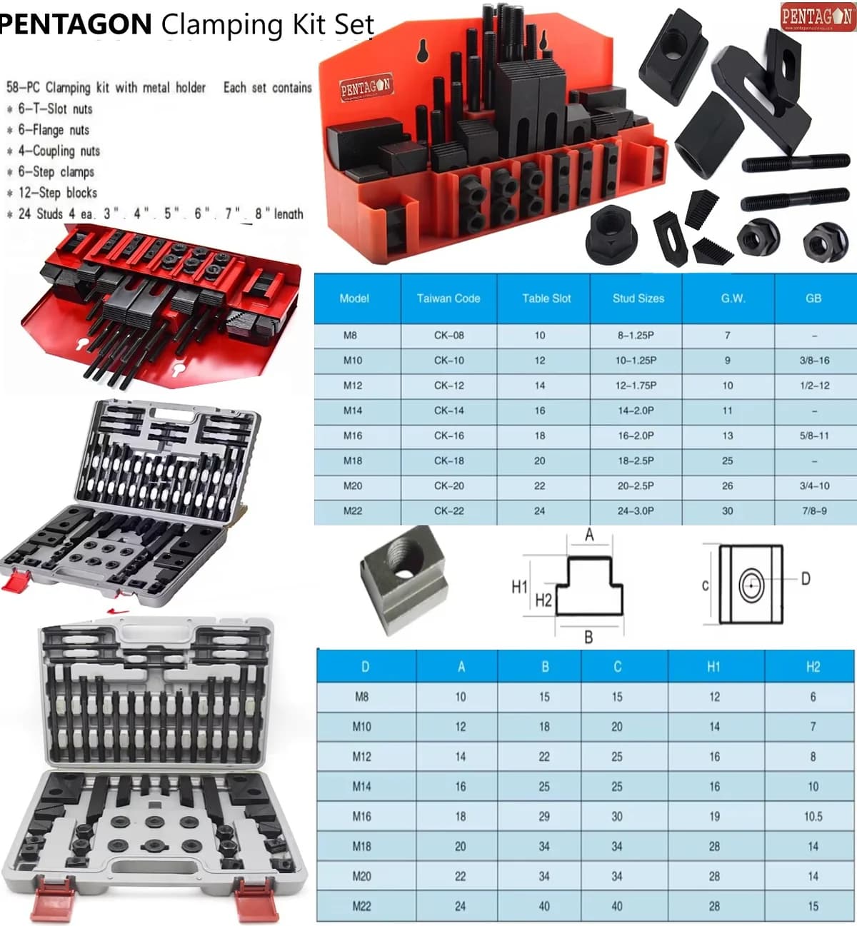 High Precision Steel Clamping Kit Set 0f 58 pcs — image 1