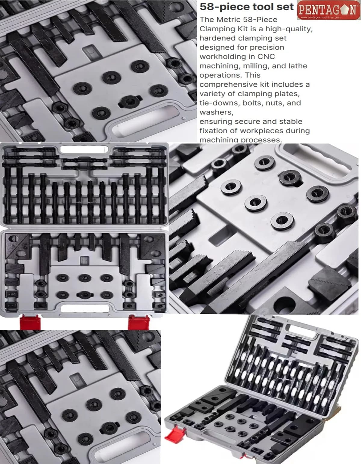 High Precision Steel Clamping Kit Set 0f 58 pcs — image 11