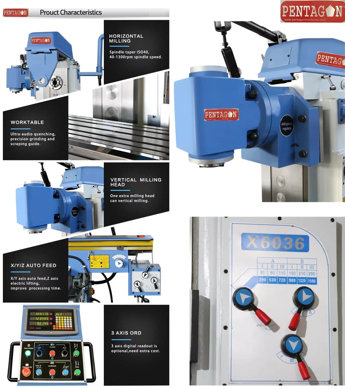 Horizontal Knee type Geared Head Milling Machine — image 4