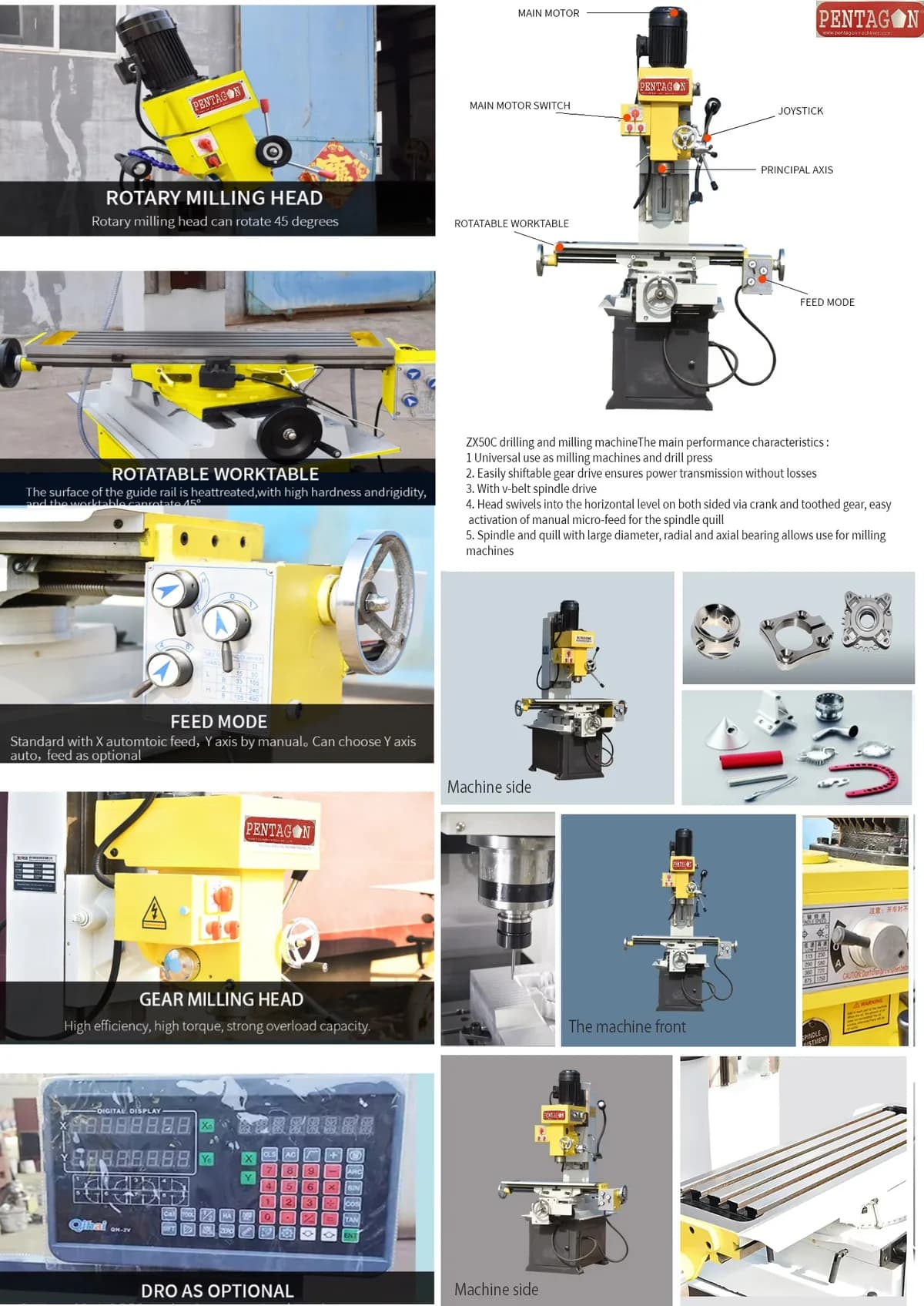 Geared Head Vertical Drilling cum Milling machine — image 7