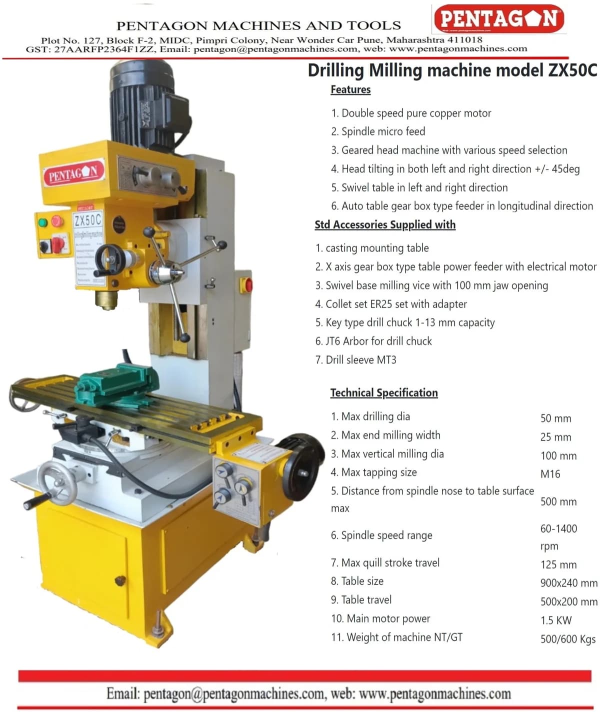 Geared Head Vertical Drilling cum Milling machine — image 8