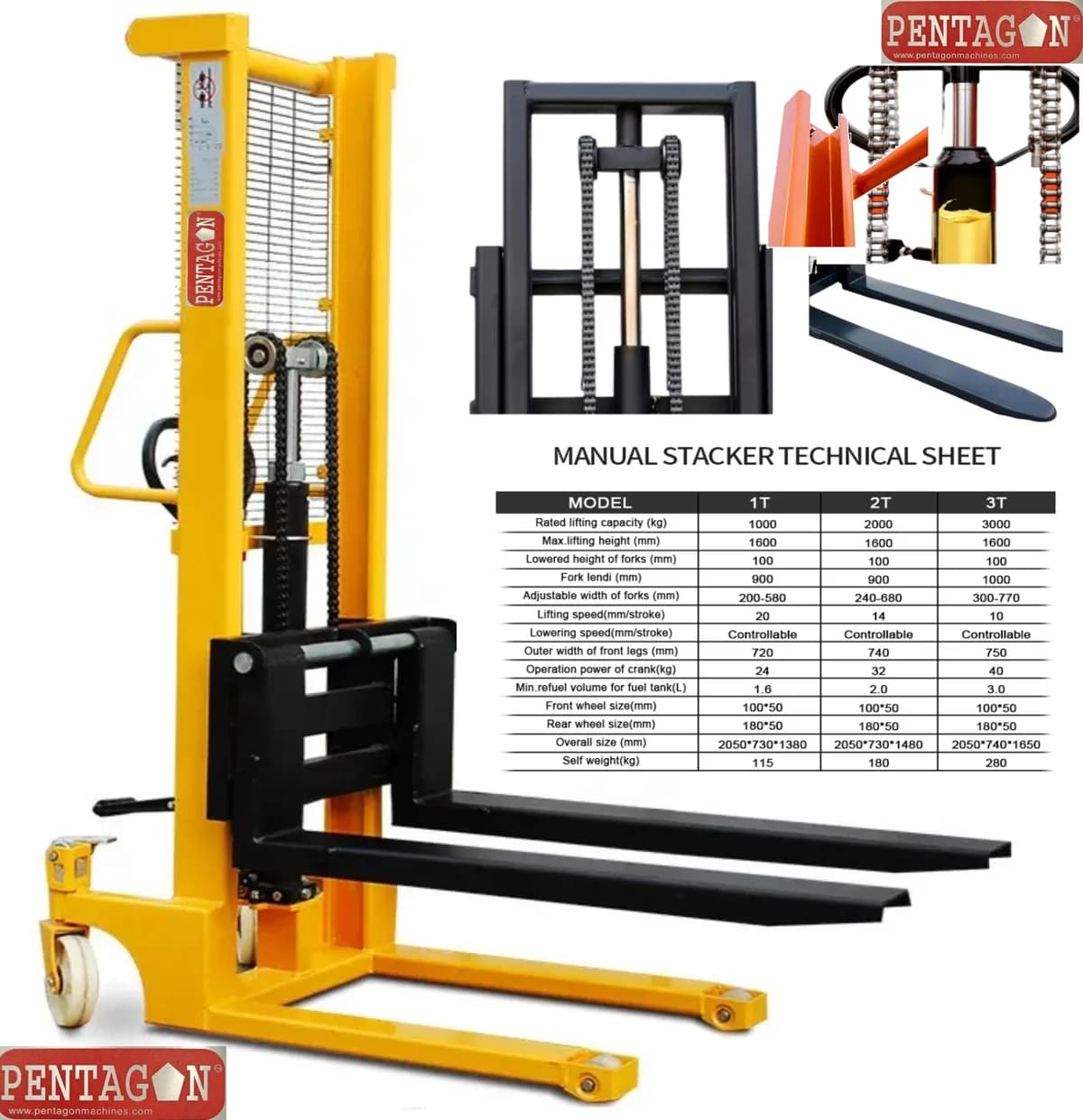Hydraulically operated Manual Stacker Forklift — image 6