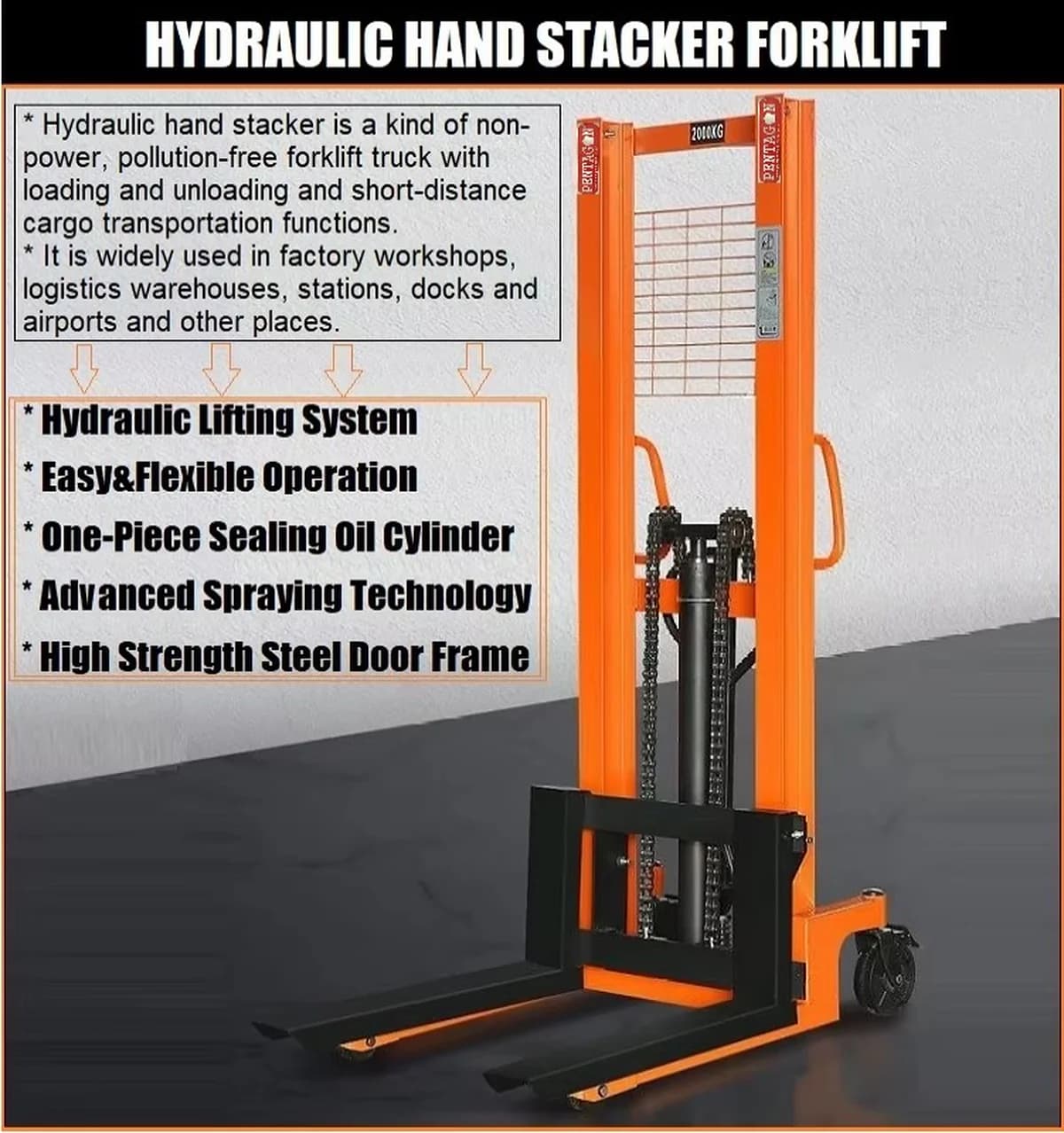 Hydraulically operated Manual Stacker Forklift — image 15