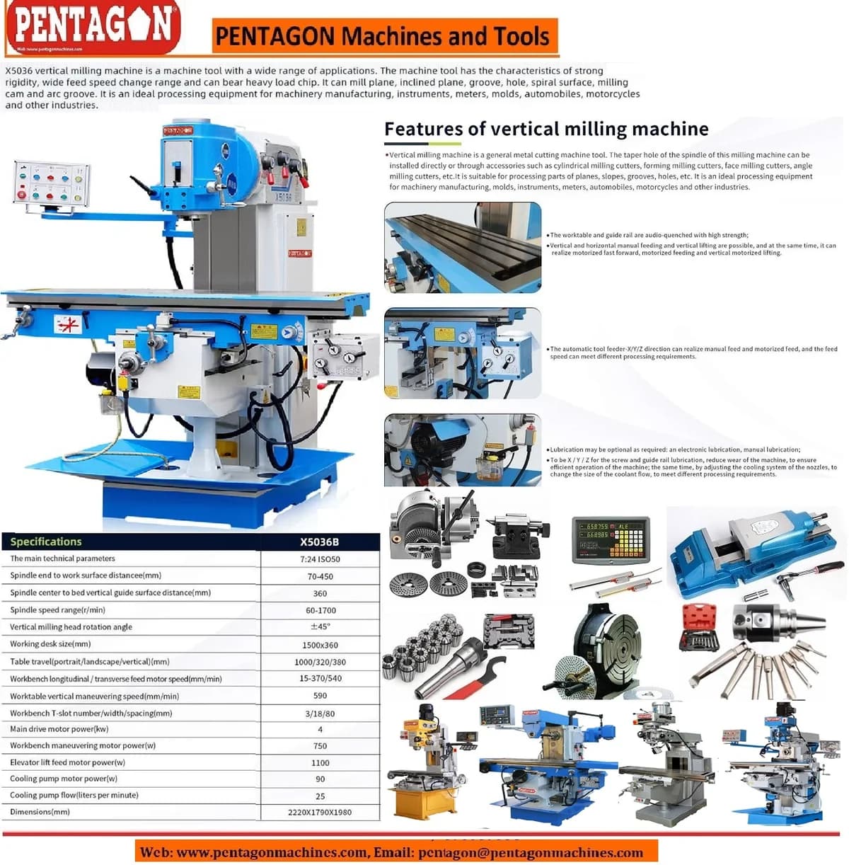 Vertical Knee type Heavy Duty Geared Head Milling Machine — image 2