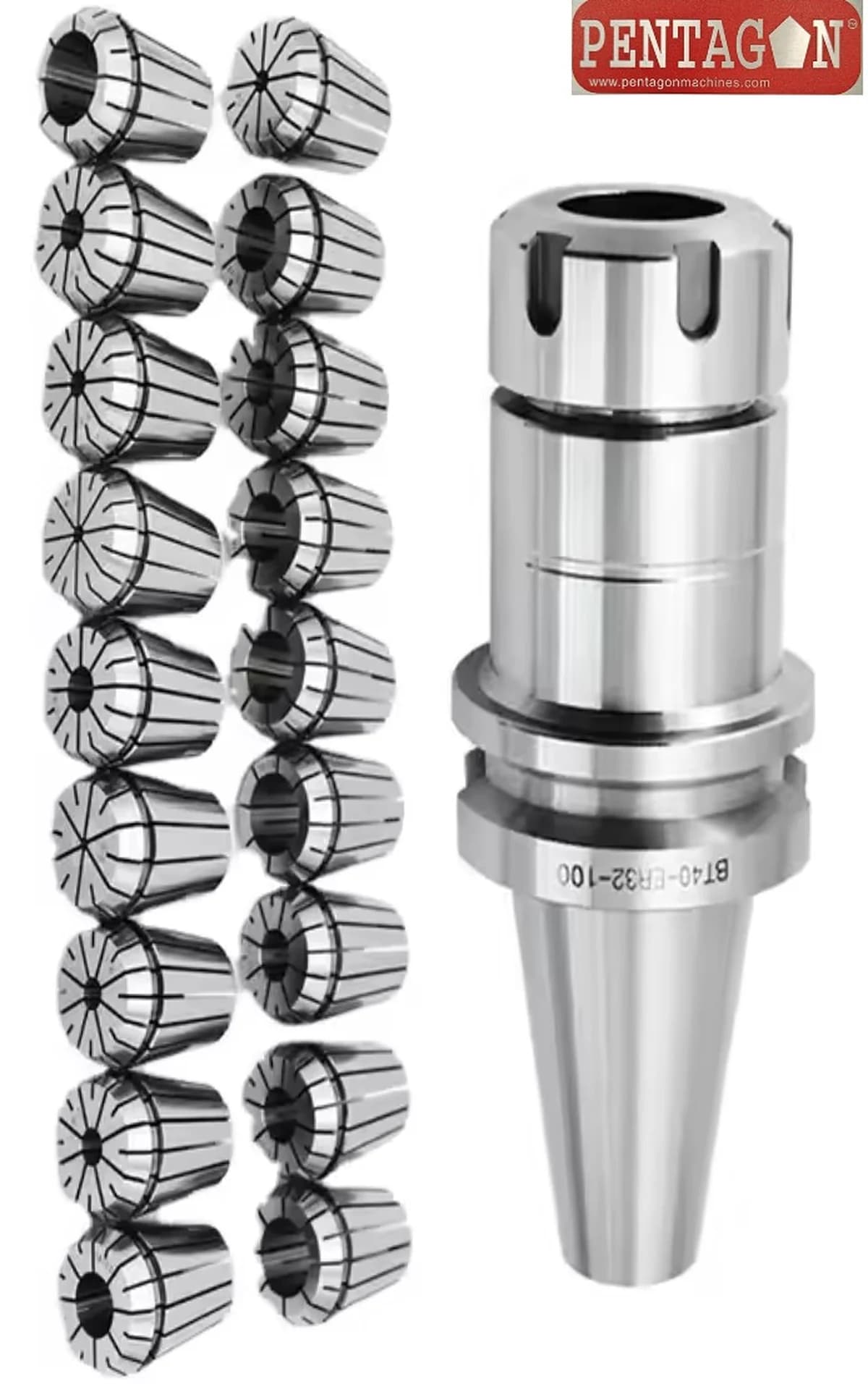 High Precision Collet set Model ER32 set with suitable collet adapter and spanner — image 34