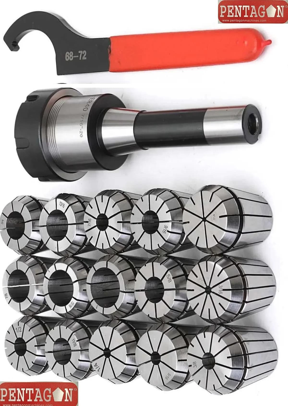 High Precision Collet set Model ER32 set with suitable collet adapter and spanner — image 36