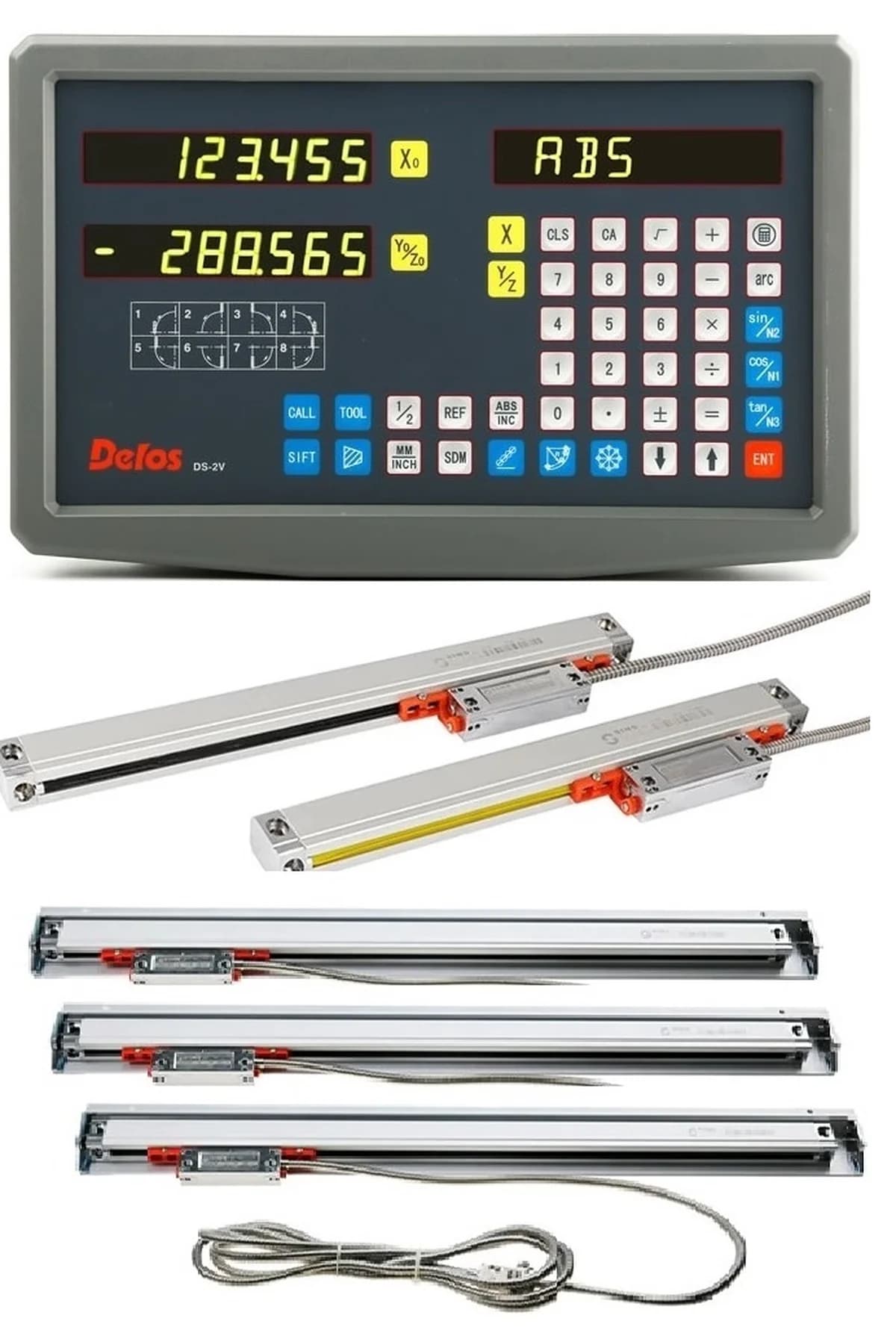 DELOS Brand DRO Set with suitable scales, fitting items and all accessories package — image 27